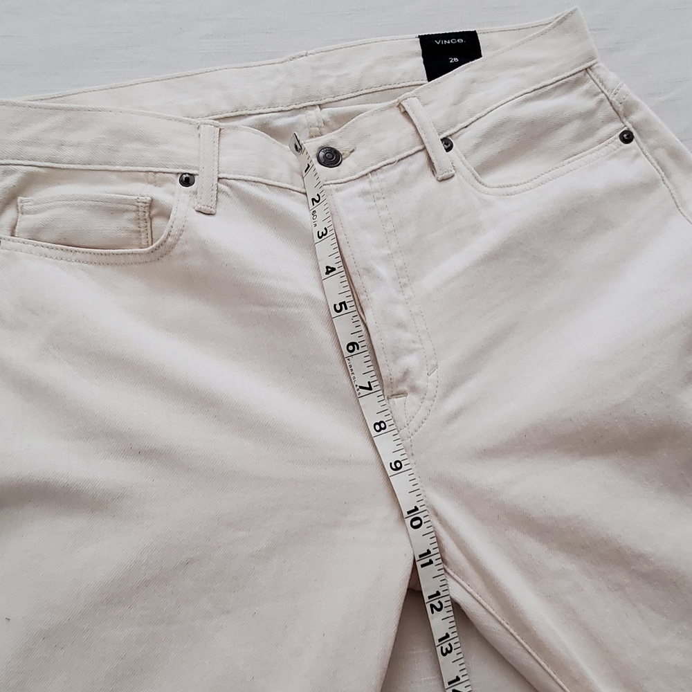 Vince Cream Jeans Denim Cropped Ankle Pants 100% Cotton 28 Womens 32 Inch Waist - Picture 7 of 12